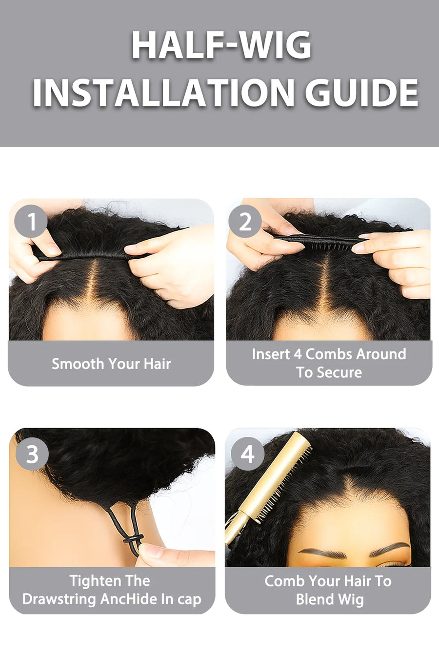 Kinky Straight Half Wig