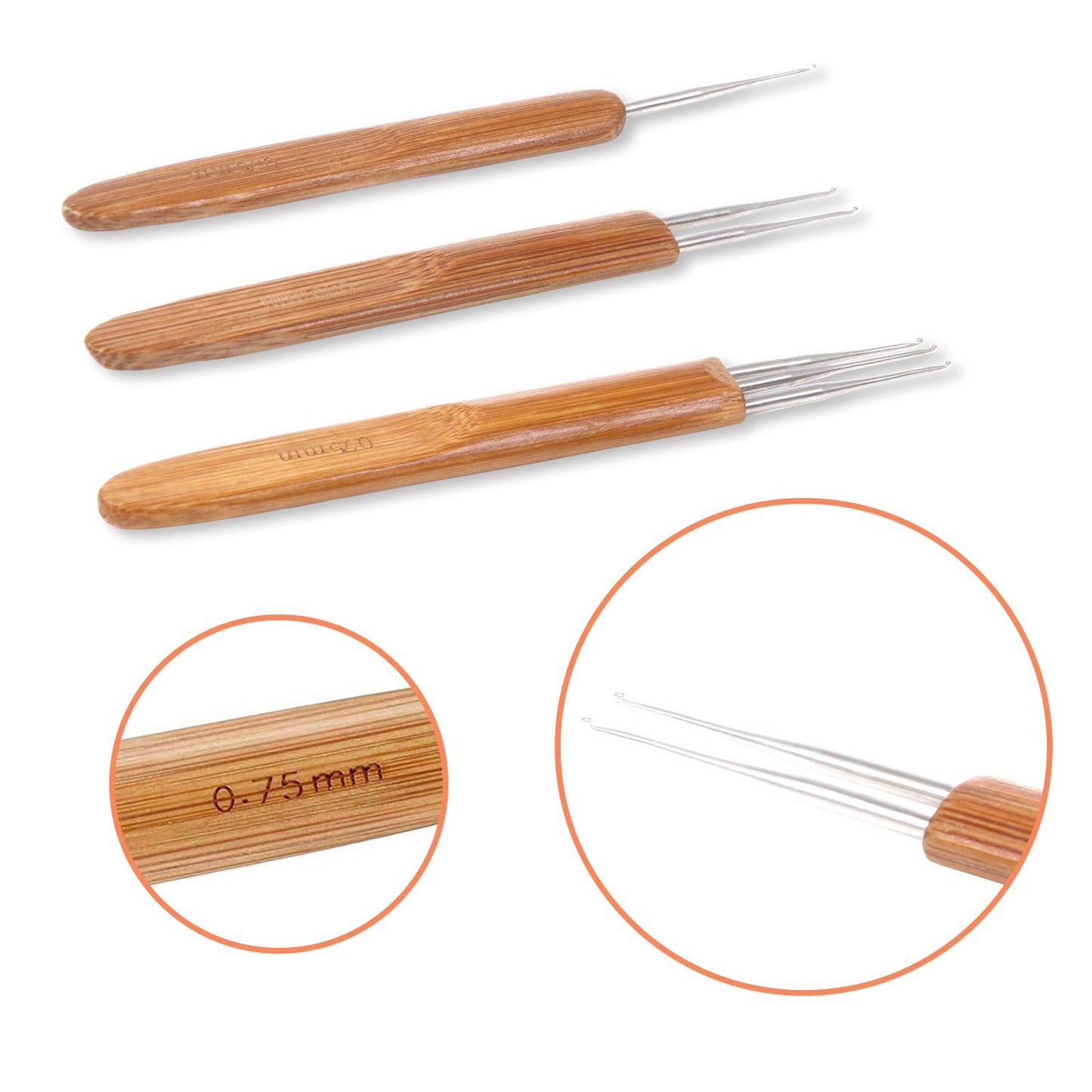 3Pcs Crochet Hooks Dreads Crochet Needle 0.75mm